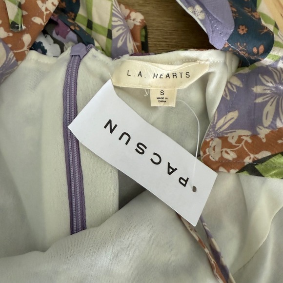 LA Hearts PacSun Patchwork Print Mini Dress Tie Back Cutout Strappy NWT - Picture 5 of 6